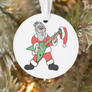 Funny Santa Guitar Christmas Ornament