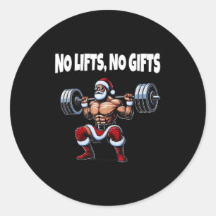 Funny Santa Gym Lifting Swole Santa Ugly Christmas Classic Round Sticker