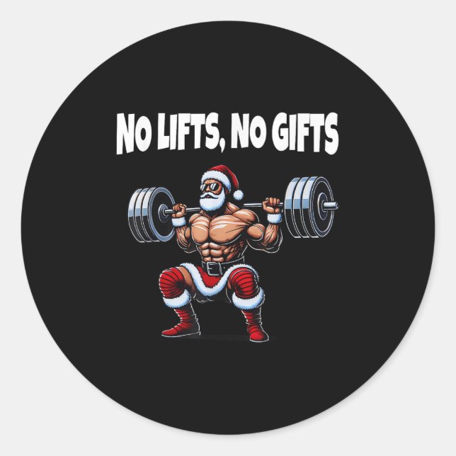 Funny Santa Gym Lifting Swole Santa Ugly Christmas Classic Round Sticker (Front)