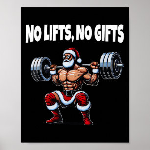 Funny Santa Gym Lifting Swole Santa Ugly Christmas Poster