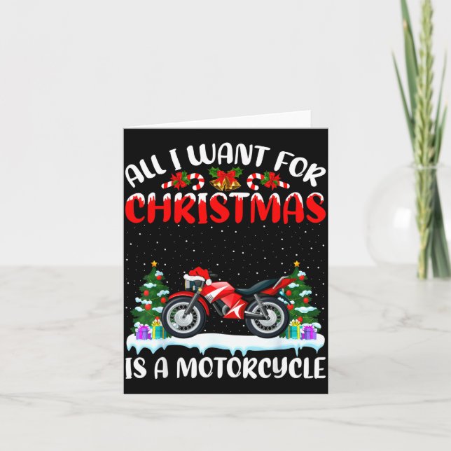 Funny Santa Hat All I Want For Christmas Is A Moto Card (Front)