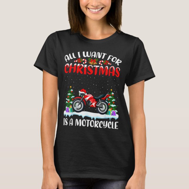 Funny Santa Hat All I Want For Christmas Is A Moto T-Shirt (Front)