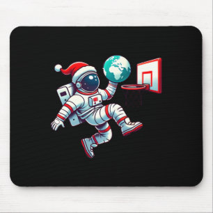 Funny Santa Hat Astronaut Dunking Earth Basketball Mouse Mat
