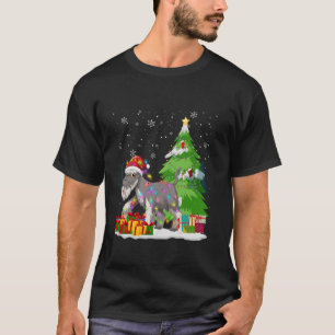 Funny Santa Hat Christmas Light Wire Fox Terrier N T-Shirt
