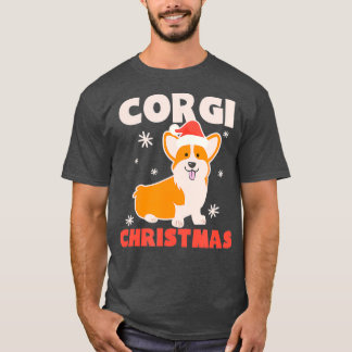 Funny Santa Hat Design Corgi Christmas T-Shirt