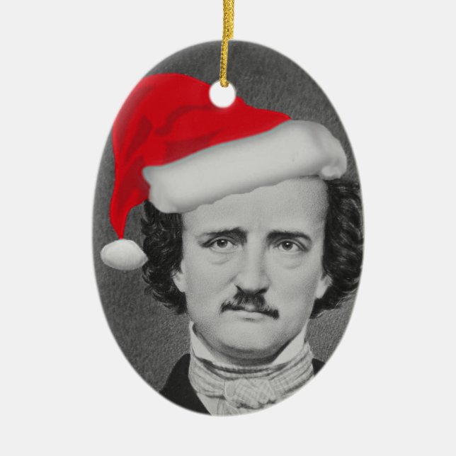 Funny Santa hat Edgar A. Poe Christmas ornament (Front)