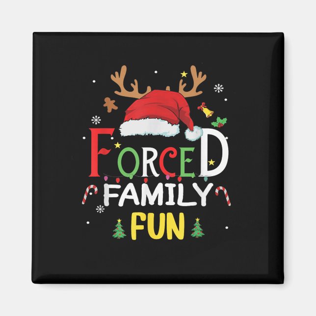 Funny Santa Hat Forced Family Fun Sarcastic Christ Magnet (Front)