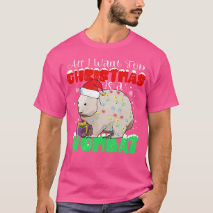 Funny Santa Hat I Want For Christmas Is A Wombat T-Shirt