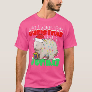Funny Santa Hat I Want For Christmas Is A Wombat T-Shirt