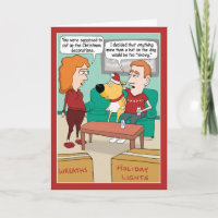 Funny Santa Hat On Dog Christmas Card