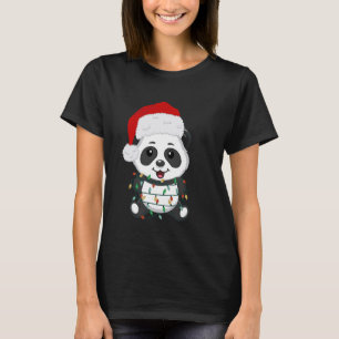 Funny Santa Hat Xmas Lights Panda Christmas Kids B T-Shirt