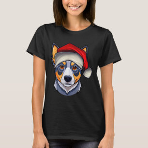 Funny Santa Hat Xmas Pajamas Blue Heeler Dog Chris T-Shirt