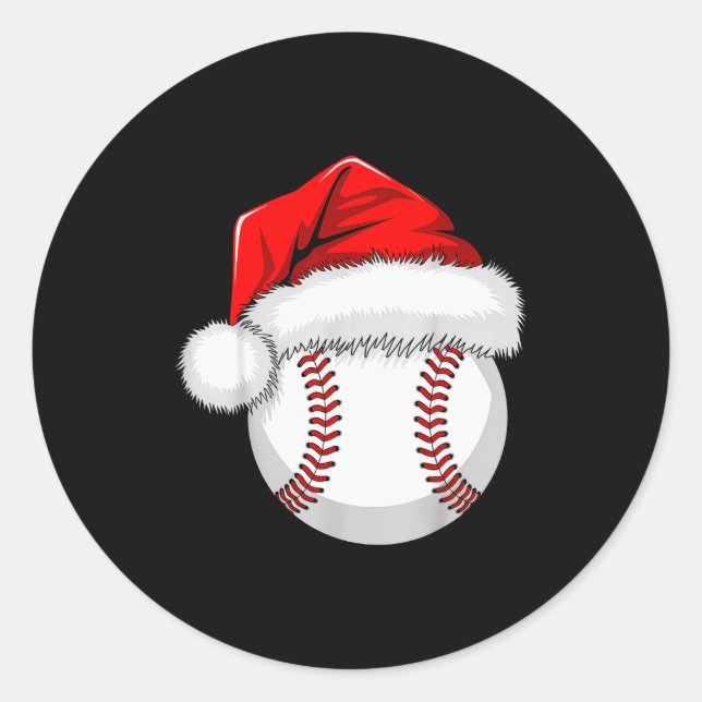 Funny Santa Hat Xmas Srt Lover Christmas Baseball  Classic Round Sticker (Front)