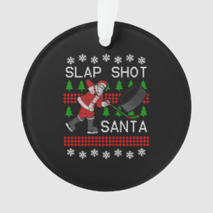 Funny Santa Hockey Puck Ugly Christmas Slap Shot S Ornament