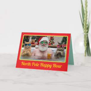 Funny Santa Hot Tub Christmas Holiday Card