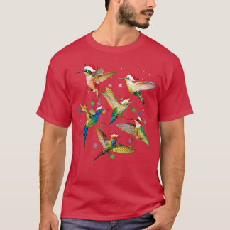 Funny Santa Hummingbird Christmas Lights Lover Chr T-Shirt