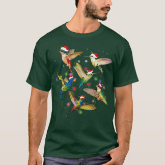 Funny Santa Hummingbird Christmas Lights Lover Chr T-Shirt