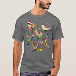Funny Santa Hummingbird Christmas Lights Lover Chr T-Shirt