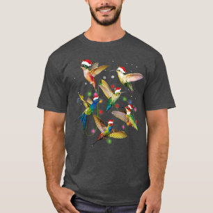 Funny Santa Hummingbird Christmas Lights Lover Chr T-Shirt