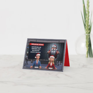 Funny Santa in jail Christmas card