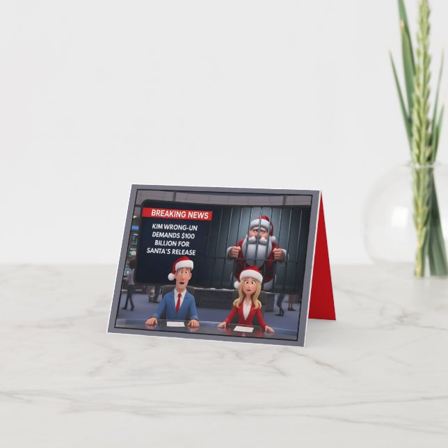 Funny Santa in jail Christmas card (Front)