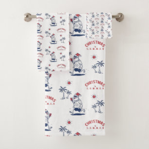 FUNNY SANTA IN JULY - PATTERN BATH TOWEL SET