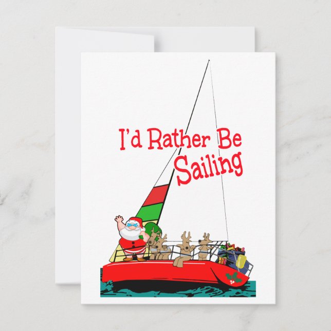 Funny Santa in sailboat Christmas Holiday Card (Front)