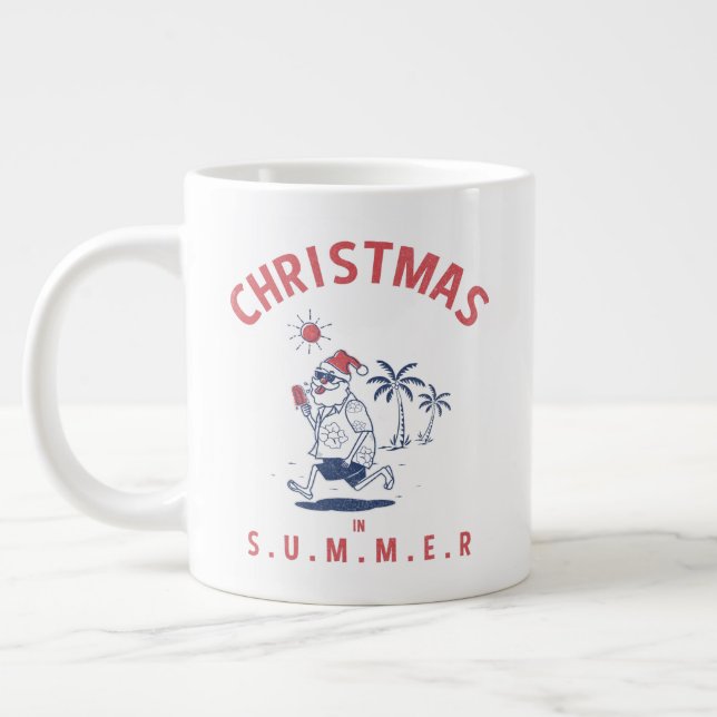 Funny Santa In Summer Christmas In July Large Coffee Mug (Left)