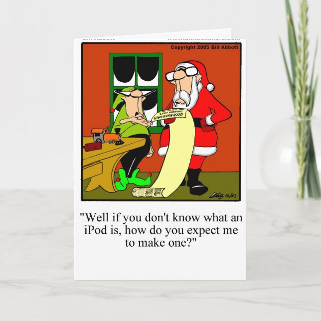 Funny Santa IPod Humour Christmas Card (Front)