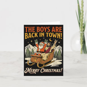 Funny Santa Jesus Rock Christmas Retro Vintage Card