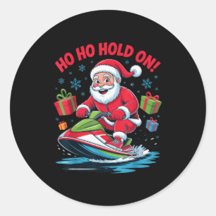 Funny Santa Jet Skiing Lover Christmas Xmas Pajama Classic Round Sticker
