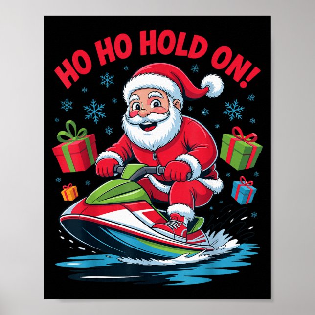 Funny Santa Jet Skiing Lover Christmas Xmas Pajama Poster (Front)