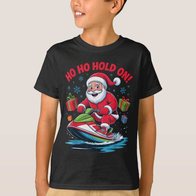 Funny Santa Jet Skiing Lover Christmas Xmas Pajama T-Shirt (Front)