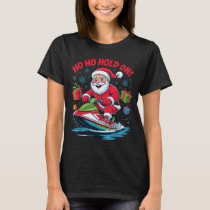 Funny Santa Jet Skiing Lover Christmas Xmas Pajama T-Shirt