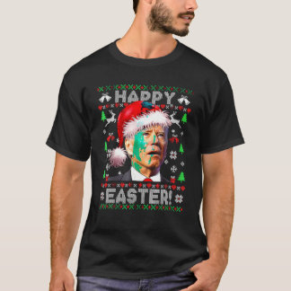 Funny Santa Joe Biden Happy Easter Ugly Christmas  T-Shirt