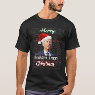 Funny Santa Joe Biden Merry Thanksgiving Christmas T-Shirt