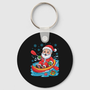 Funny Santa Kayaking Lover Holiday Christmas Xmas Key Ring
