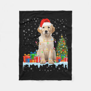 Funny Santa Labrador Dog Christmas Lights Xmas Paj Fleece Blanket