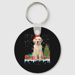 Funny Santa Labrador Dog Christmas Lights Xmas Paj Key Ring
