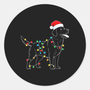 Funny Santa Labrador Retriever Christmas Lights Do Classic Round Sticker