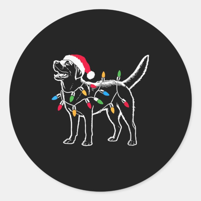 Funny Santa Labrador Retriever Christmas Lights Do Classic Round Sticker (Front)