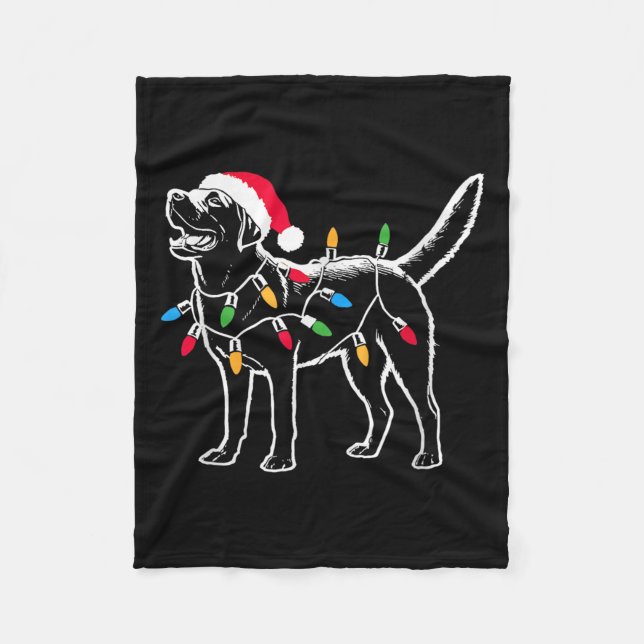 Funny Santa Labrador Retriever Christmas Lights Do Fleece Blanket (Front)