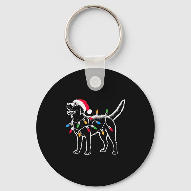 Funny Santa Labrador Retriever Christmas Lights Do Key Ring (Front)