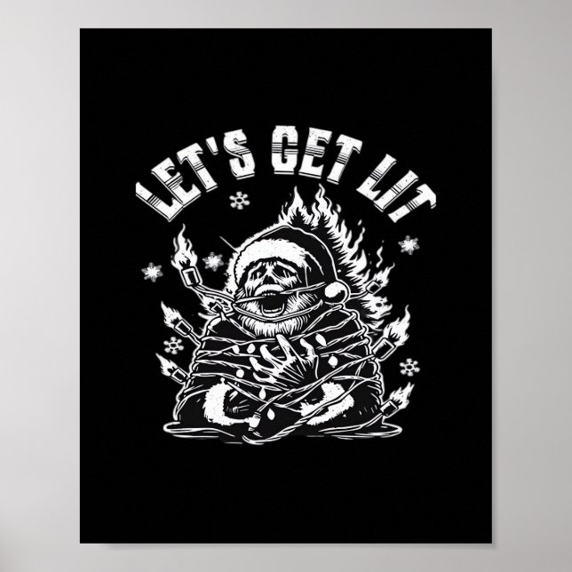 Funny Santa Let's Get Lit Classic Poster (Front)
