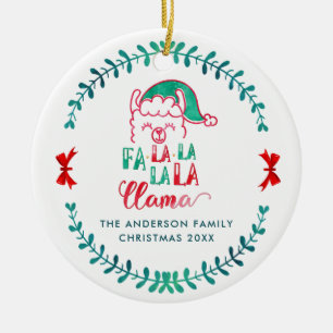 Funny Santa LLama Saying Christmas Holiday Photo Ceramic Tree Decoration