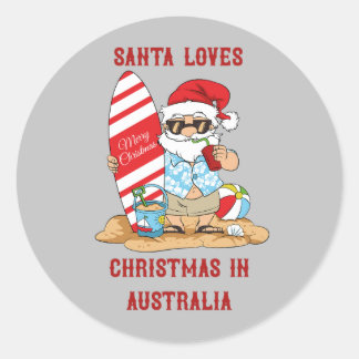 Funny Santa Loves Christmas in Australia sticker