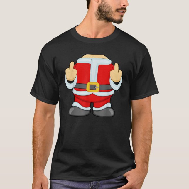 Funny Santa Middle Finger Xmas Christmas Zany Brai T-Shirt (Front)