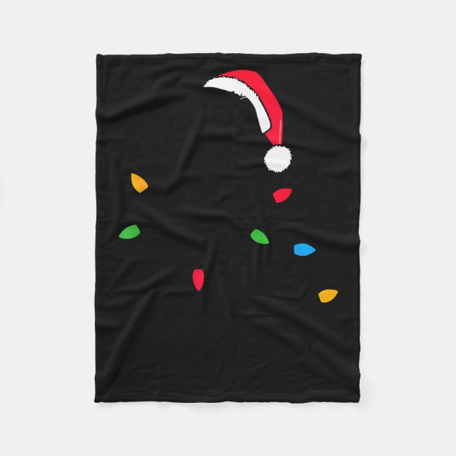 Funny Santa Miniature Schnauzer Christmas Lights D Fleece Blanket (Front)