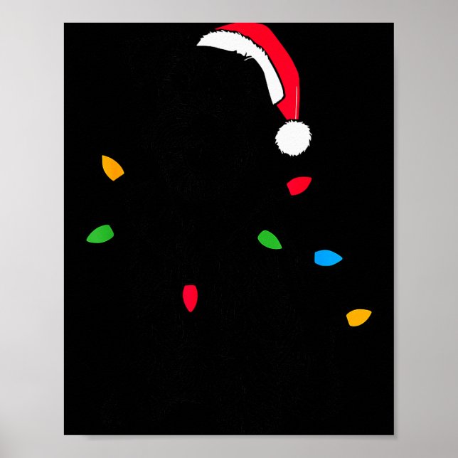 Funny Santa Miniature Schnauzer Christmas Lights D Poster (Front)