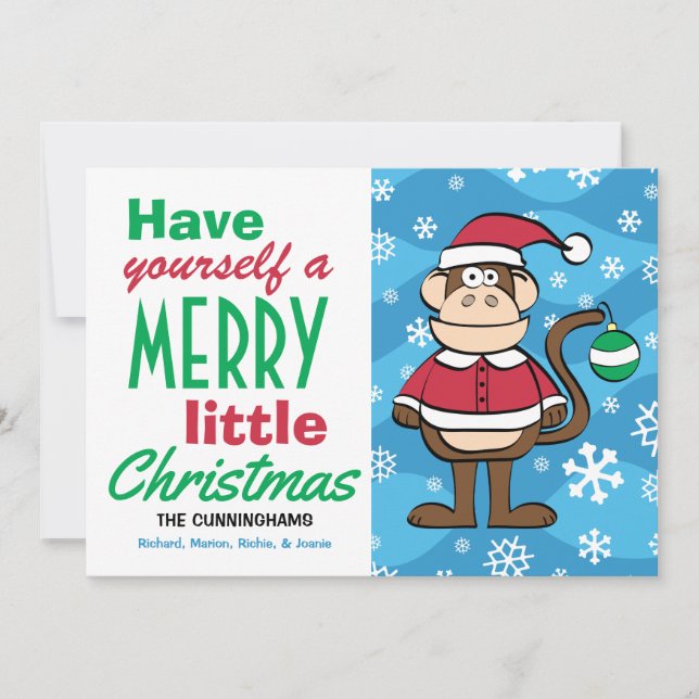 Funny Santa Monkey Christmas Holiday Card (Front)